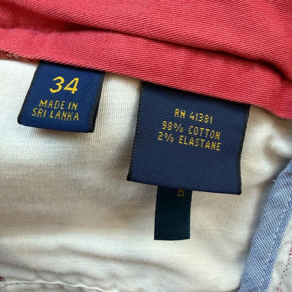 Polo Ralph Lauren Mens Stretch Classic Fit Chino Shorts Red Size 34 Cotton Blend